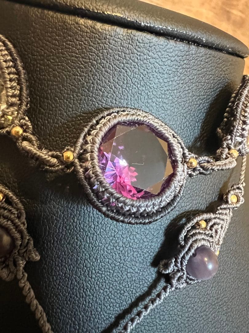 handmade_Luna】マクラメ× アメシスト ネックレス【2点セット】