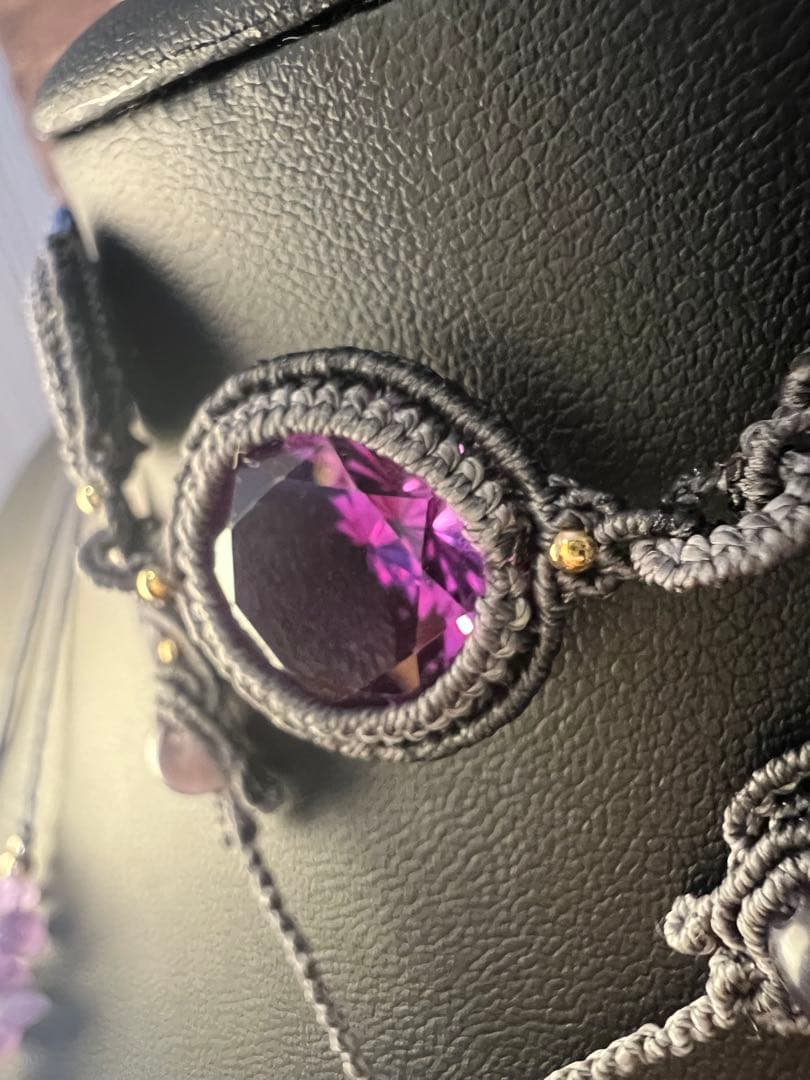 handmade_Luna】マクラメ× アメシスト ネックレス【2点セット】