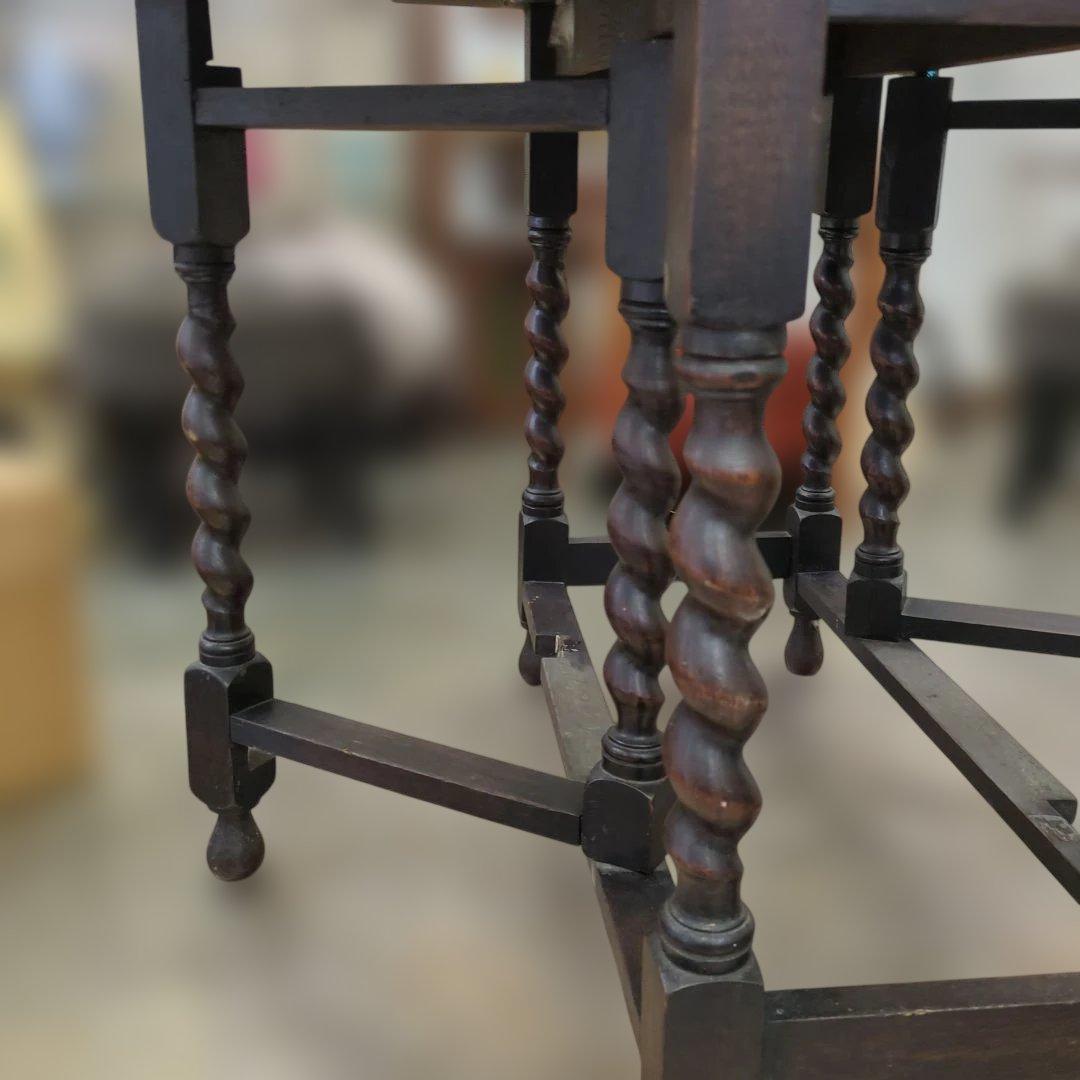 アンティーク ダークブラウン ドロップリーフテーブル 木製 机