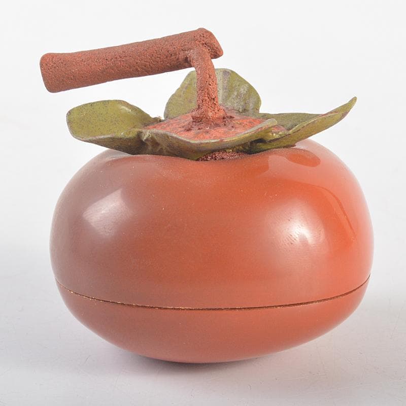 茶道具　輪島塗　信田福弥作　乾漆　柿香合　共箱　V　R5220