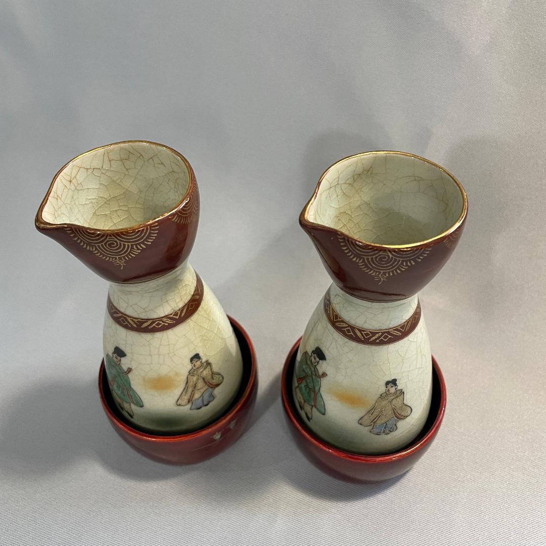 京の骨董品です！清水焼 雅の徳利と塗の袴 2組4点 K2186