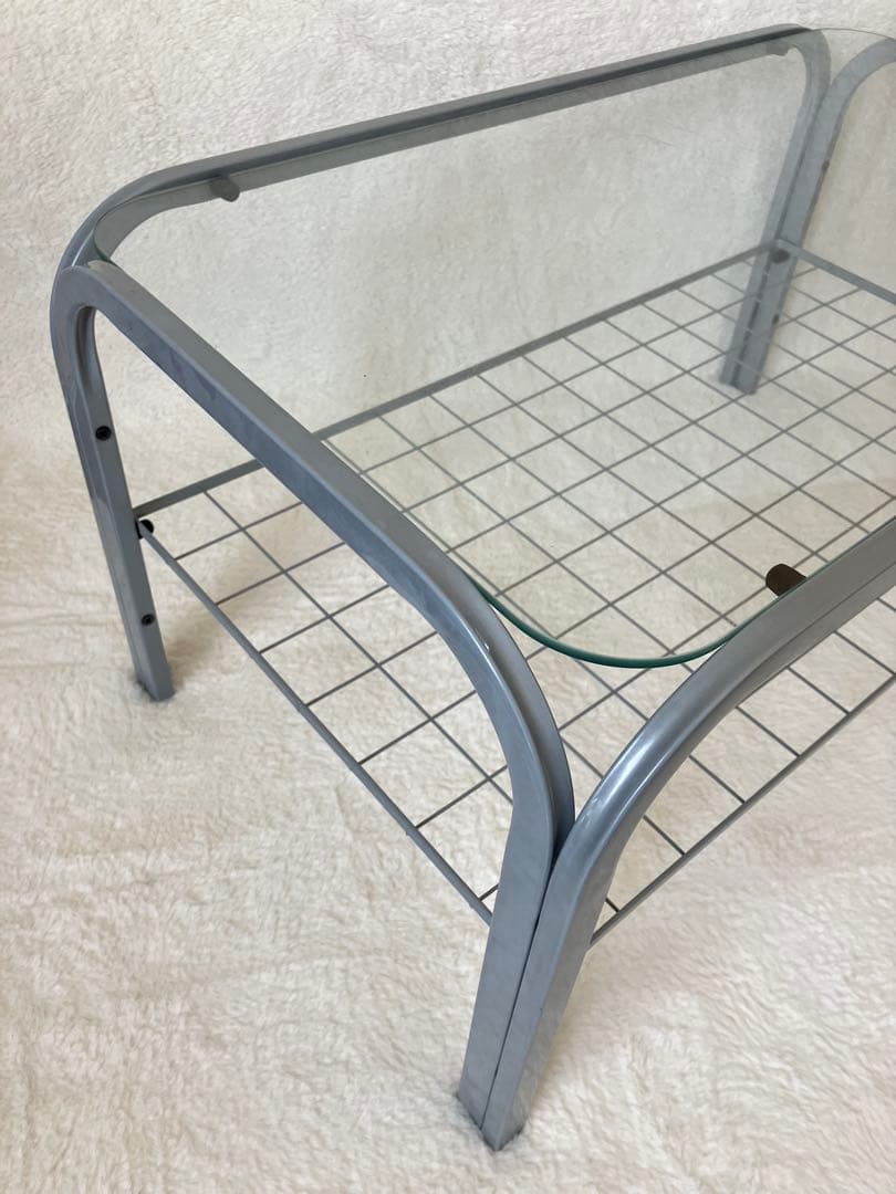 のの様専用 ガラステーブル 昭和 シルバーグレー アイアンフレーム