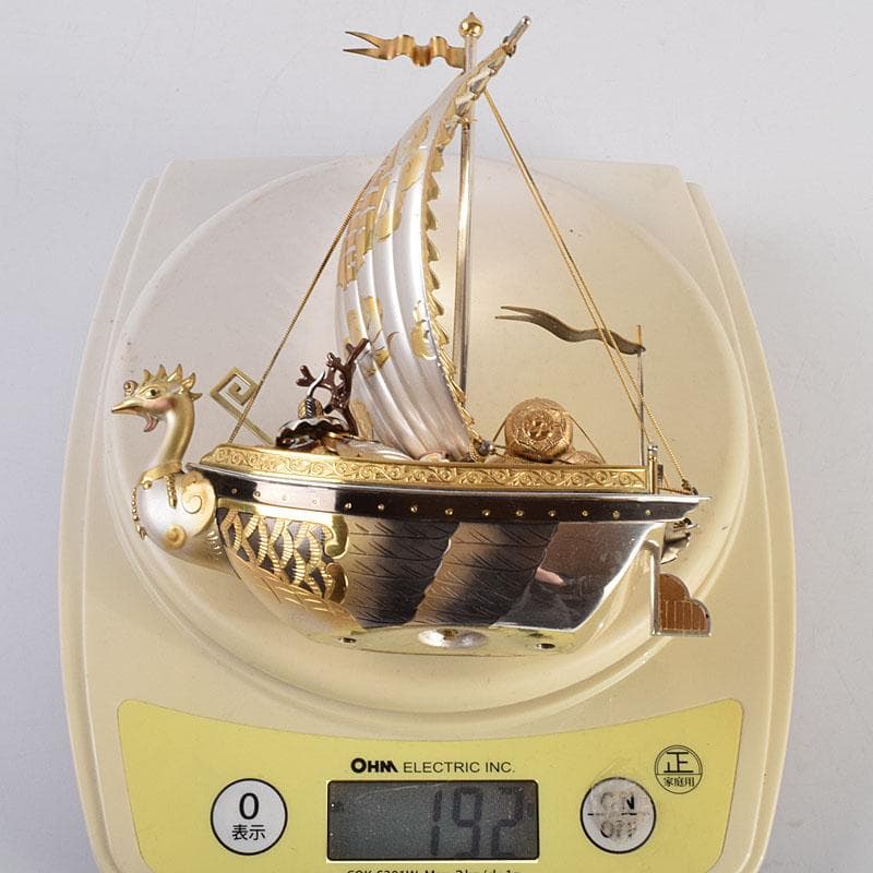 関武比古造　銀製　STERLING980　宝船　大阪尚美堂木箱　F　R9406H