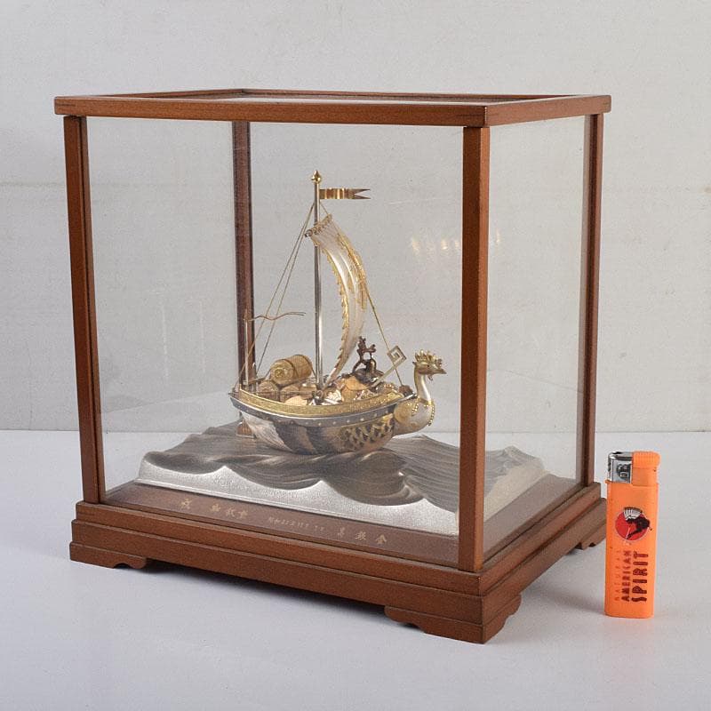 関武比古造　銀製　STERLING980　宝船　大阪尚美堂木箱　F　R9406H