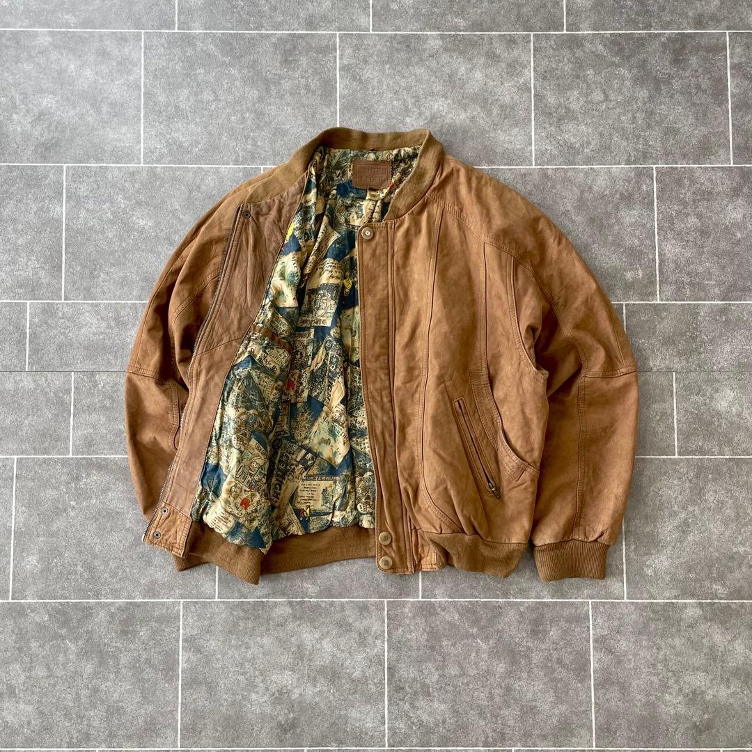 レザーブルゾン -90's ヴィンテージ 本革 裏 総柄 - メルカリ