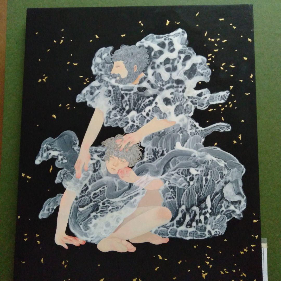 藤本まり子　アクリル画「side」現代アート 　F６号　木製額縁付き