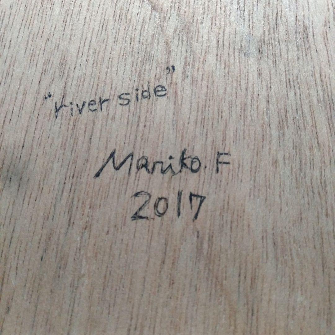 藤本まり子　アクリル画「side」現代アート 　F６号　木製額縁付き