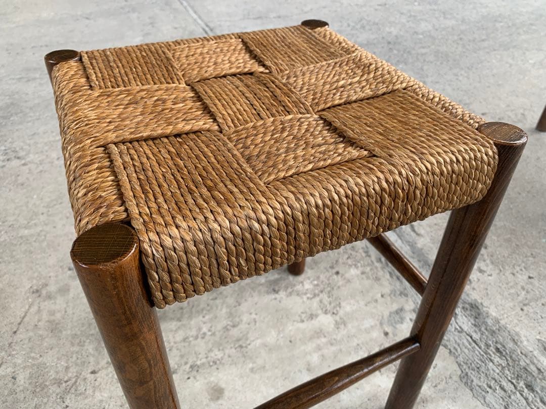 アンティーク ラッシュ スツール 縄編み チェア 民芸家具 椅子 No.5