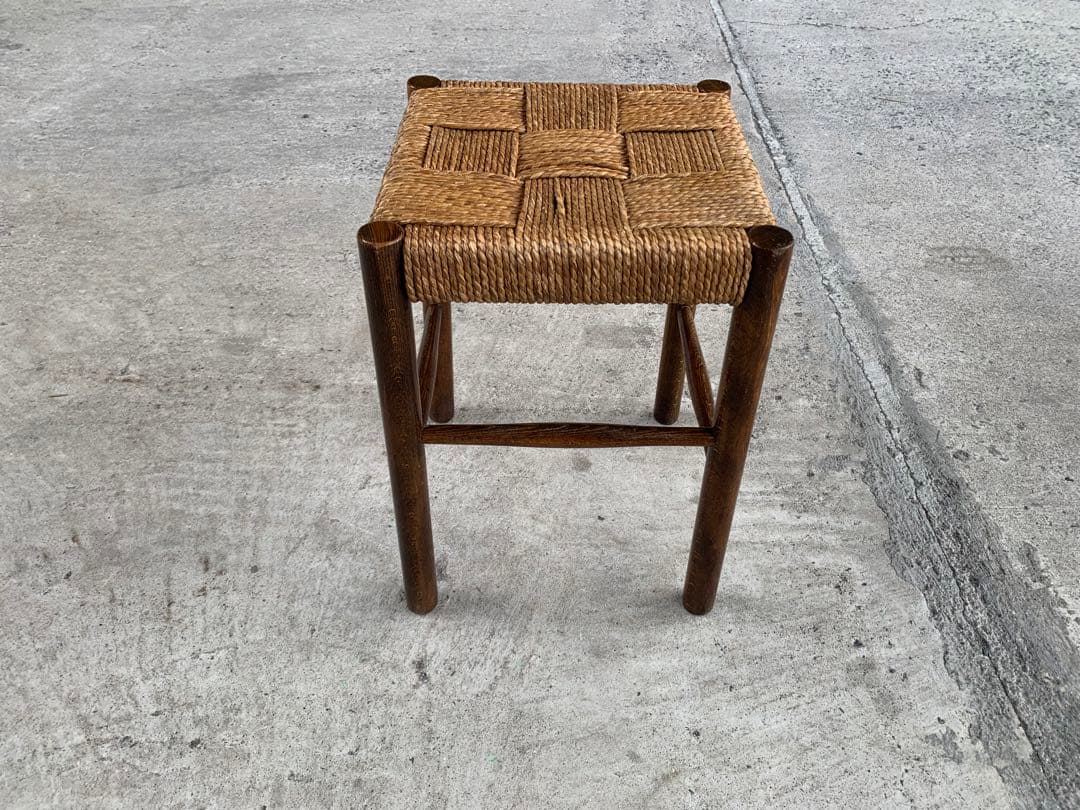アンティーク ラッシュ スツール 縄編み チェア 民芸家具 椅子 No.5