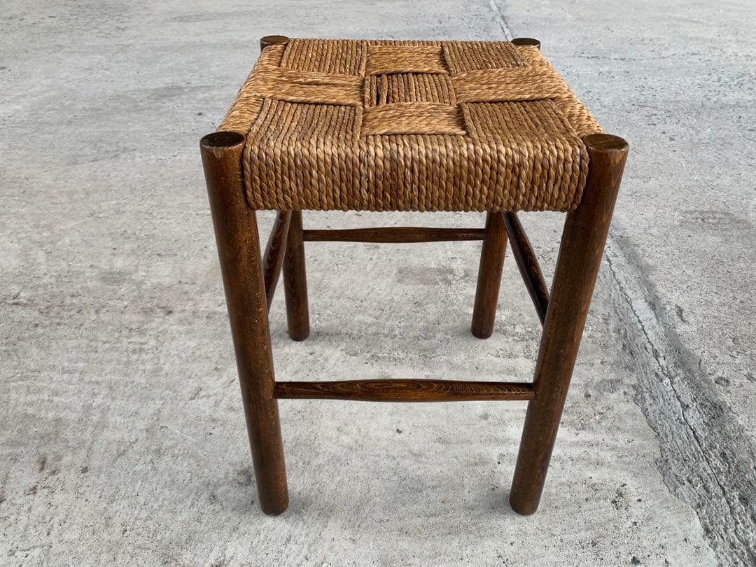 アンティーク ラッシュ スツール 縄編み チェア 民芸家具 椅子 No.5