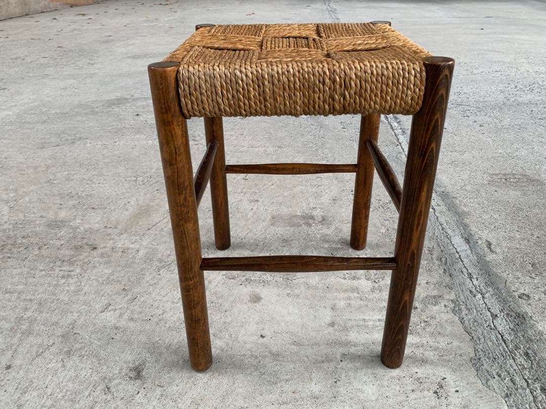 アンティーク ラッシュ スツール 縄編み チェア 民芸家具 椅子 No.5