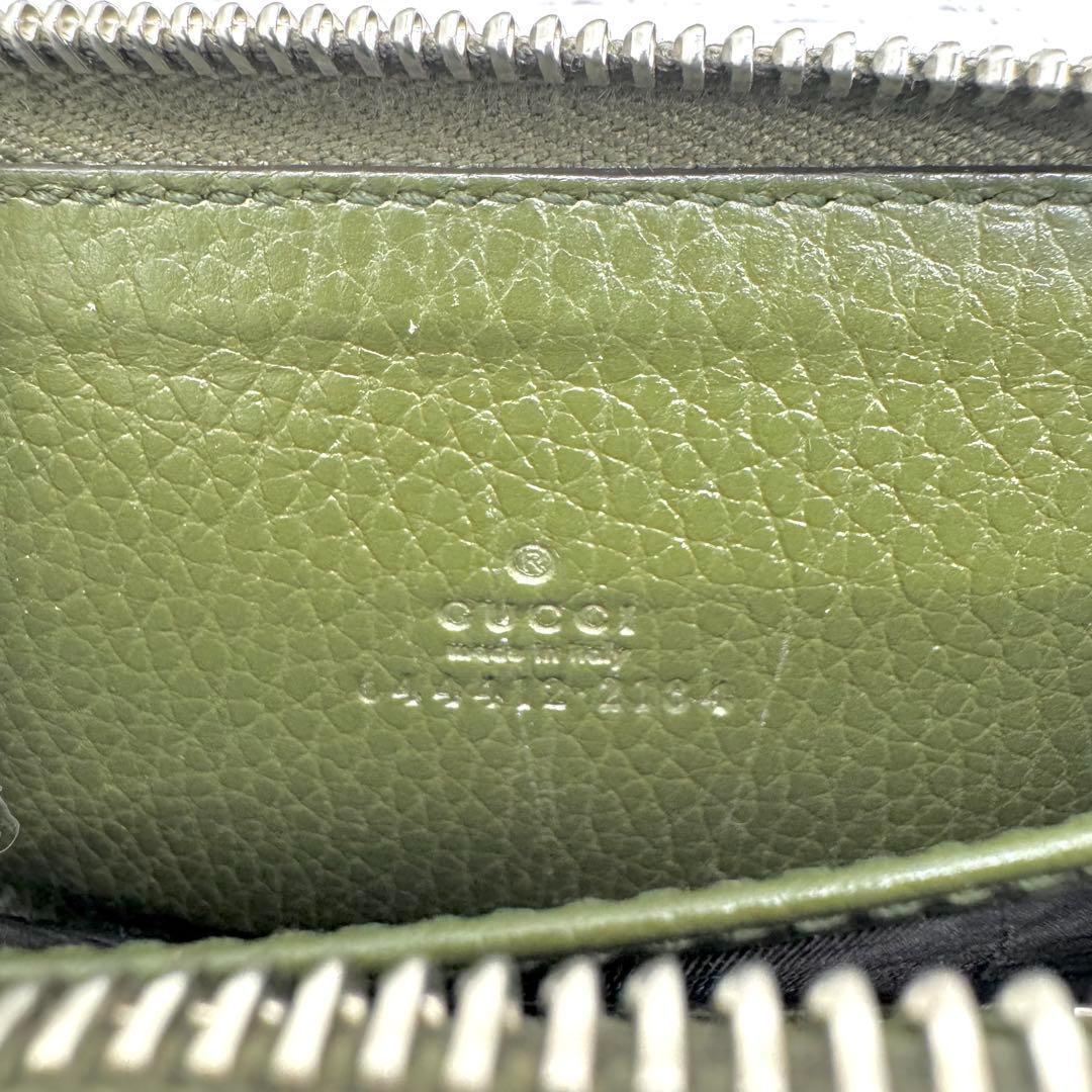 未使用級　グッチ　ケース　マーモント　GG　レザー　カーキ