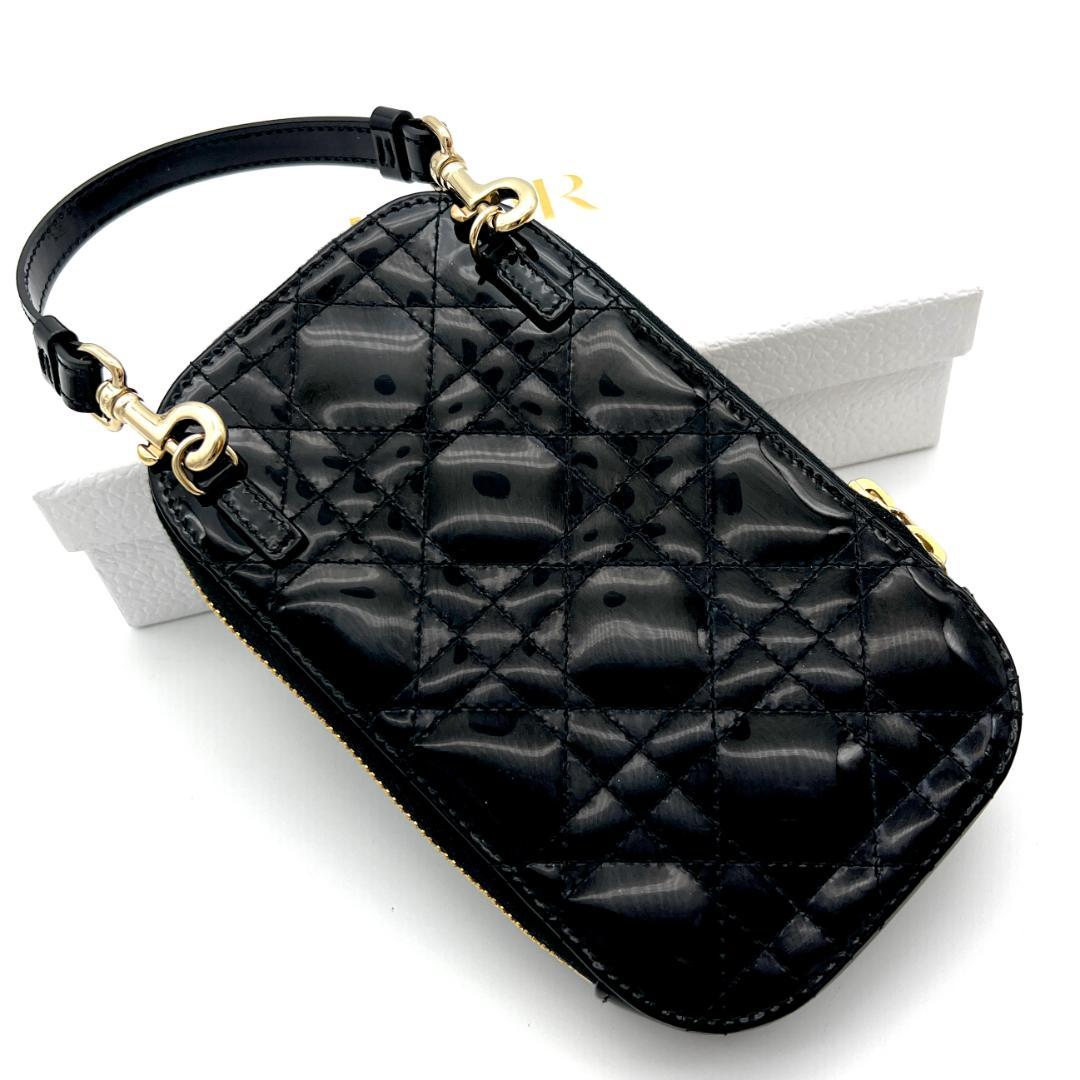 【最高級美品】ディオール カナージュ フォンホルダー パテント ブラック 764