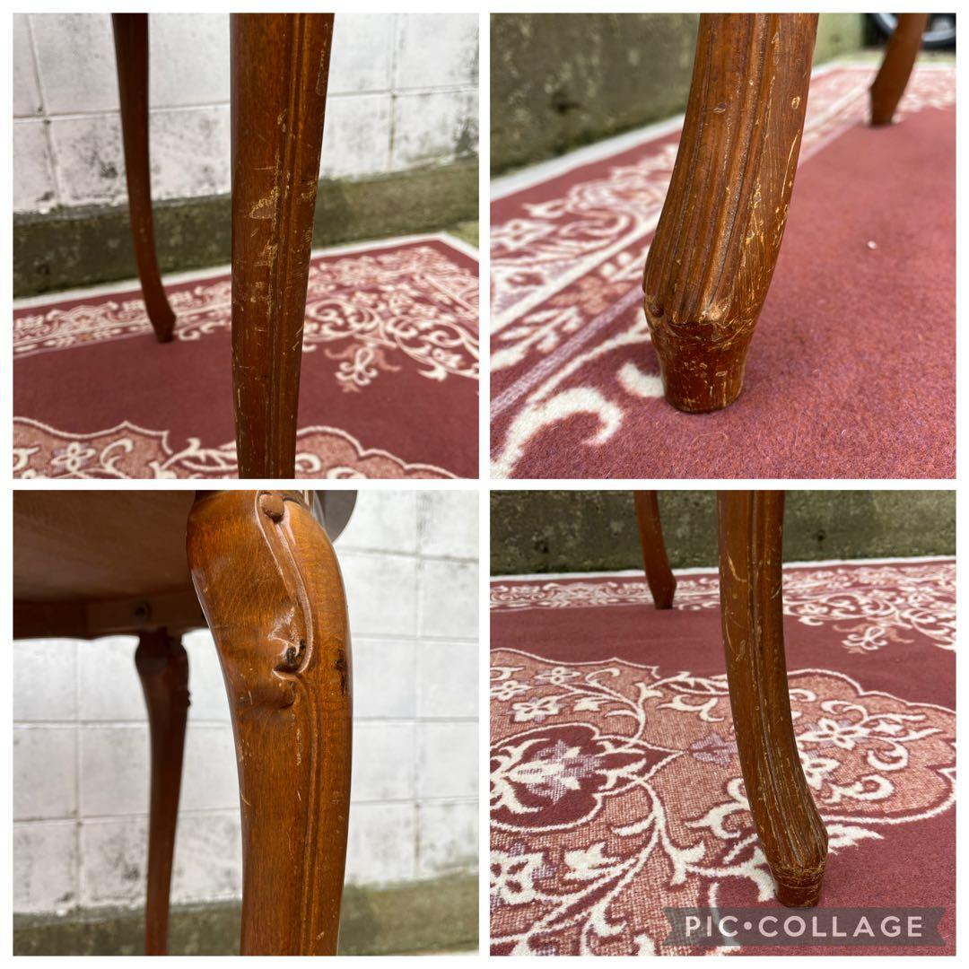 ビンテージ古家具◾️象嵌デザイン×猫脚 ラウンドテーブル 丸テーブル