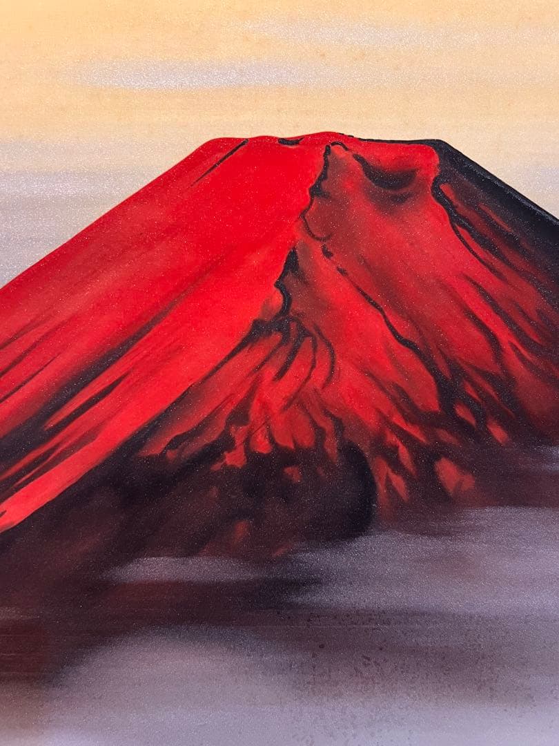 田中芳園 赤富士 肉筆 清堂箱書 日本画 掛け軸 掛軸 正月 富士 縁起物 絵画