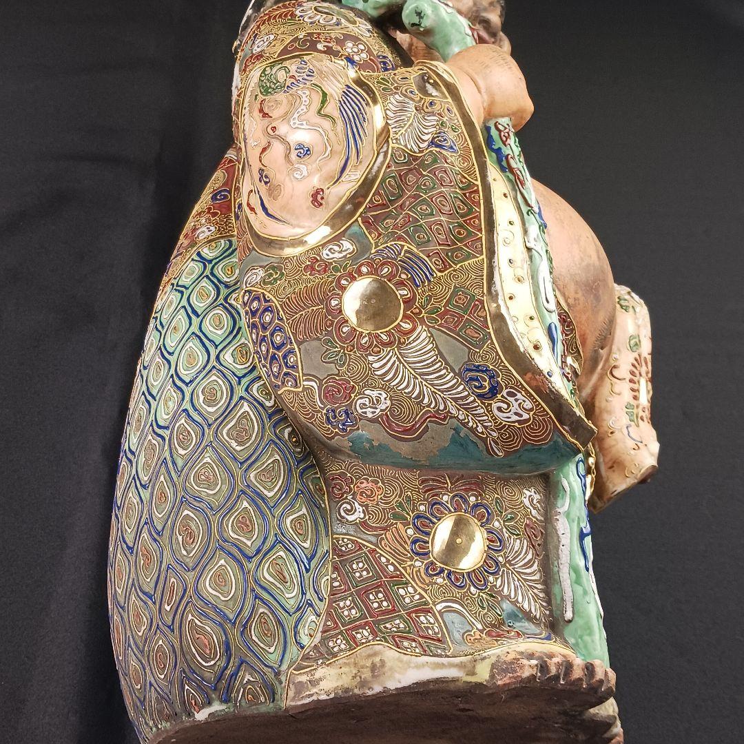 Y3122-9 九谷焼 色絵金襴手鳳凰布袋像 置物 高さ42㎝ - メルカリ