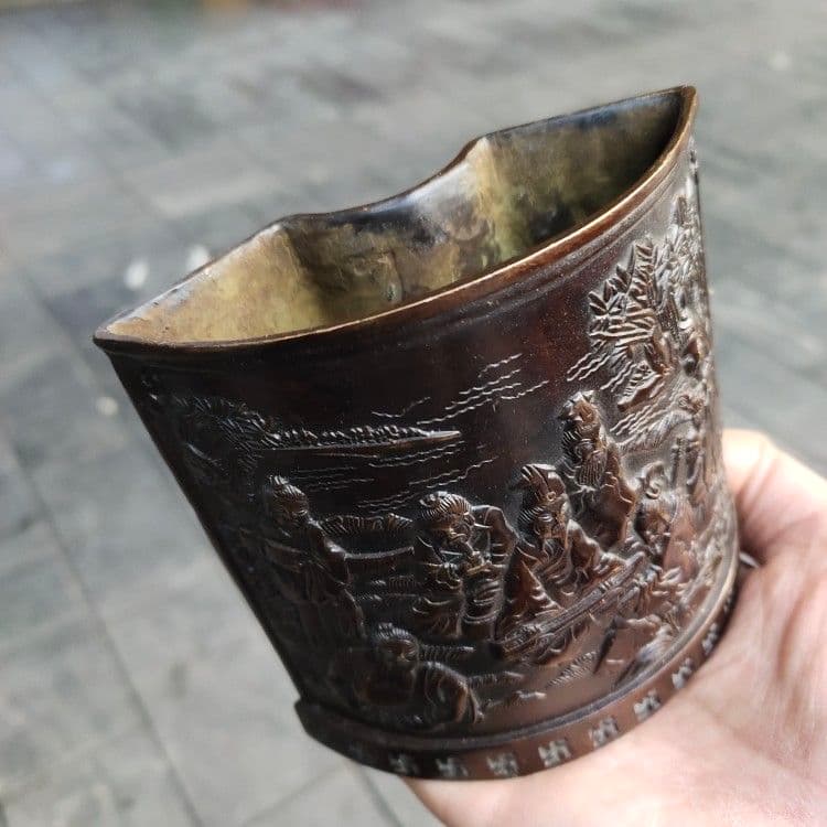 銅器 筆箱 弧形筆箱 文房置物·案頭 書道具 文房具 工芸品 美術品