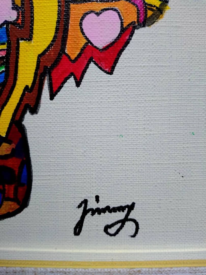 【F6号】ジミー大西【ゴリラ】手描き作品/表裏サイン/油彩/アクリル/絵画/額縁