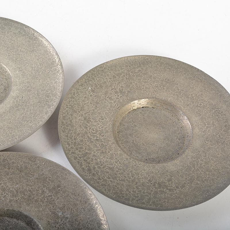 taka　竹影堂榮眞造　唐物錫円式茶托五客　依求晃写　共箱　M　R7347