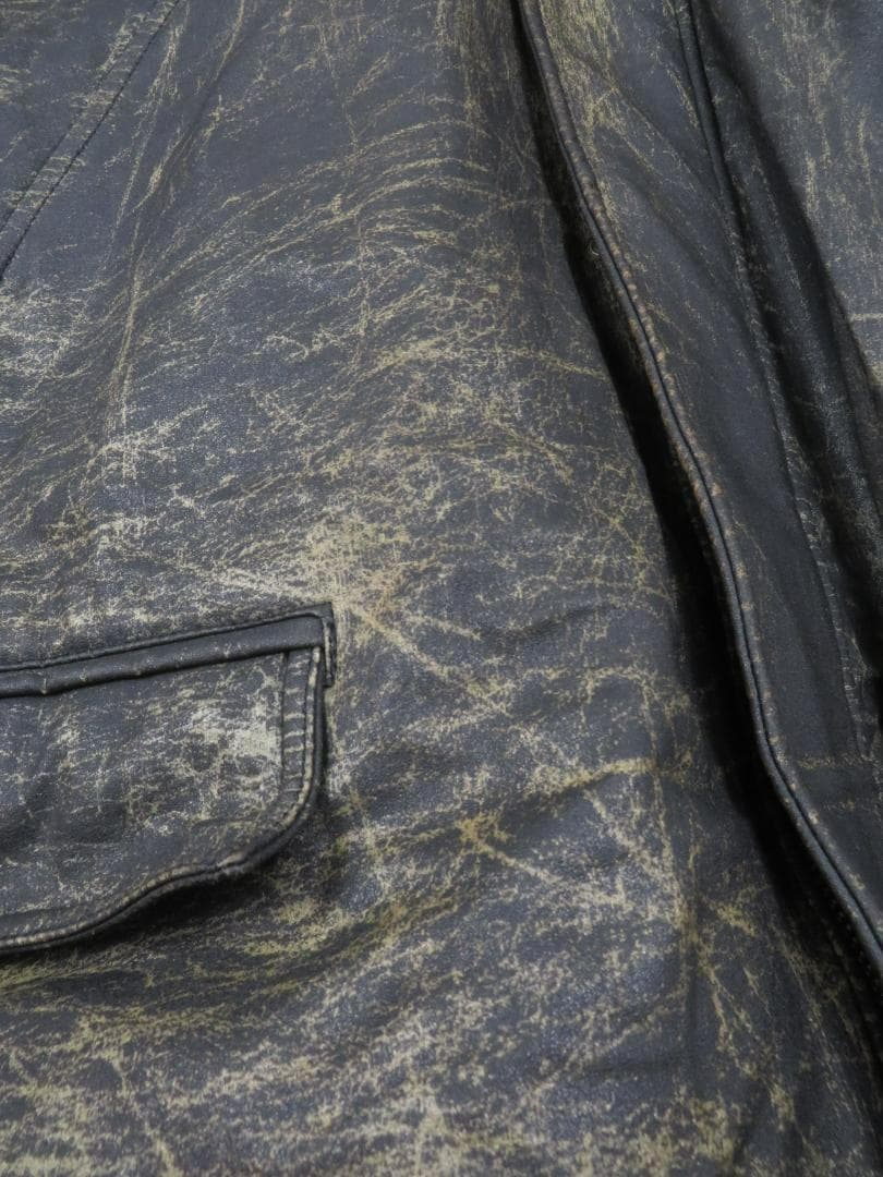 80s ヴェルサーチ イタリア製 ニット切り替え フェイクレザー ロングコート