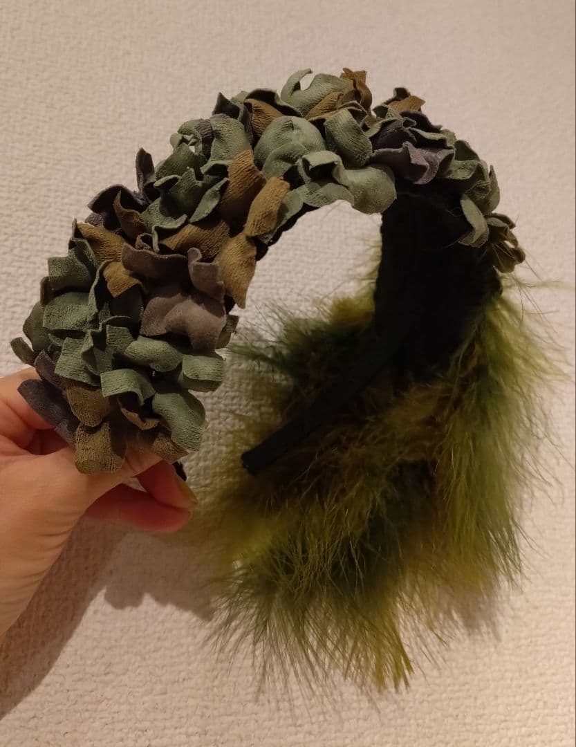 【新品/未使用】ヘッドドレス　ヘッドピース　カチューシャ　紫陽花　羽根飾り