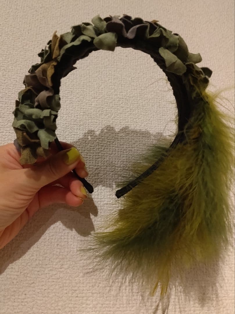 【新品/未使用】ヘッドドレス　ヘッドピース　カチューシャ　紫陽花　羽根飾り