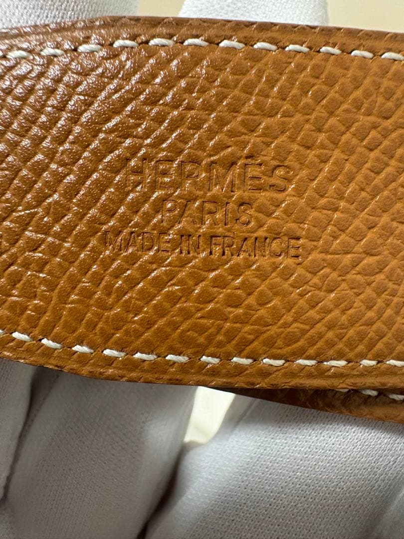 エルメスH ブラウンレザーベルト ゴールドバックル