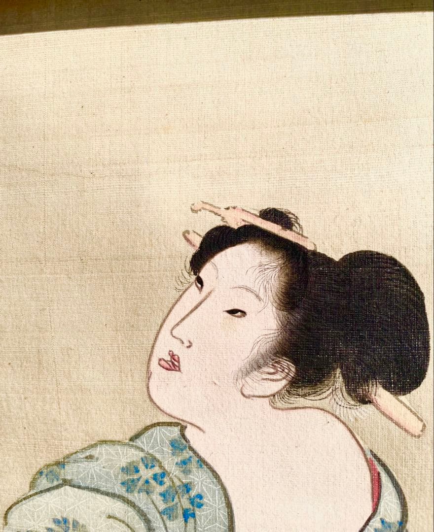 ◆値下げしました◆ 窪 俊満『砧打ち美人図』(1804〜1817年) 肉筆浮世絵