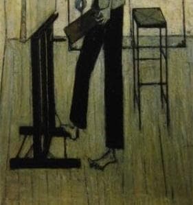 ベルナール・ビュッフェ、「Le peintre」、希少画集の額装画、人気作品