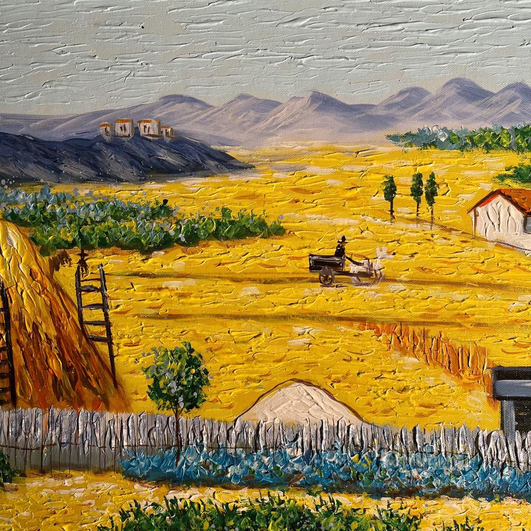 油絵 絵画 額入り 肉筆 風景画 パリ 作者不明 大きい ガラス込み F10号