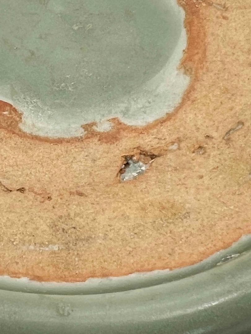 明時代 青磁 龍泉窯刻花大盤 青磁皿 唐物 古賞物 時代物(