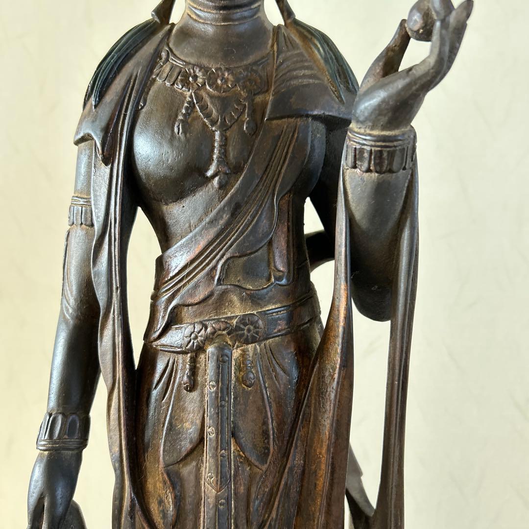 骨董品】 大型 聖観音菩薩像 62センチ 木彫り - メルカリ