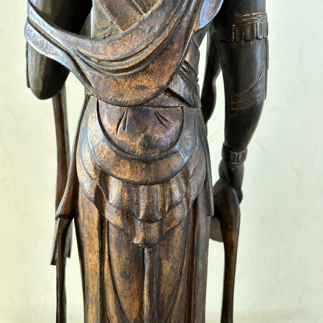 骨董品】 大型 聖観音菩薩像 62センチ 木彫り - メルカリ