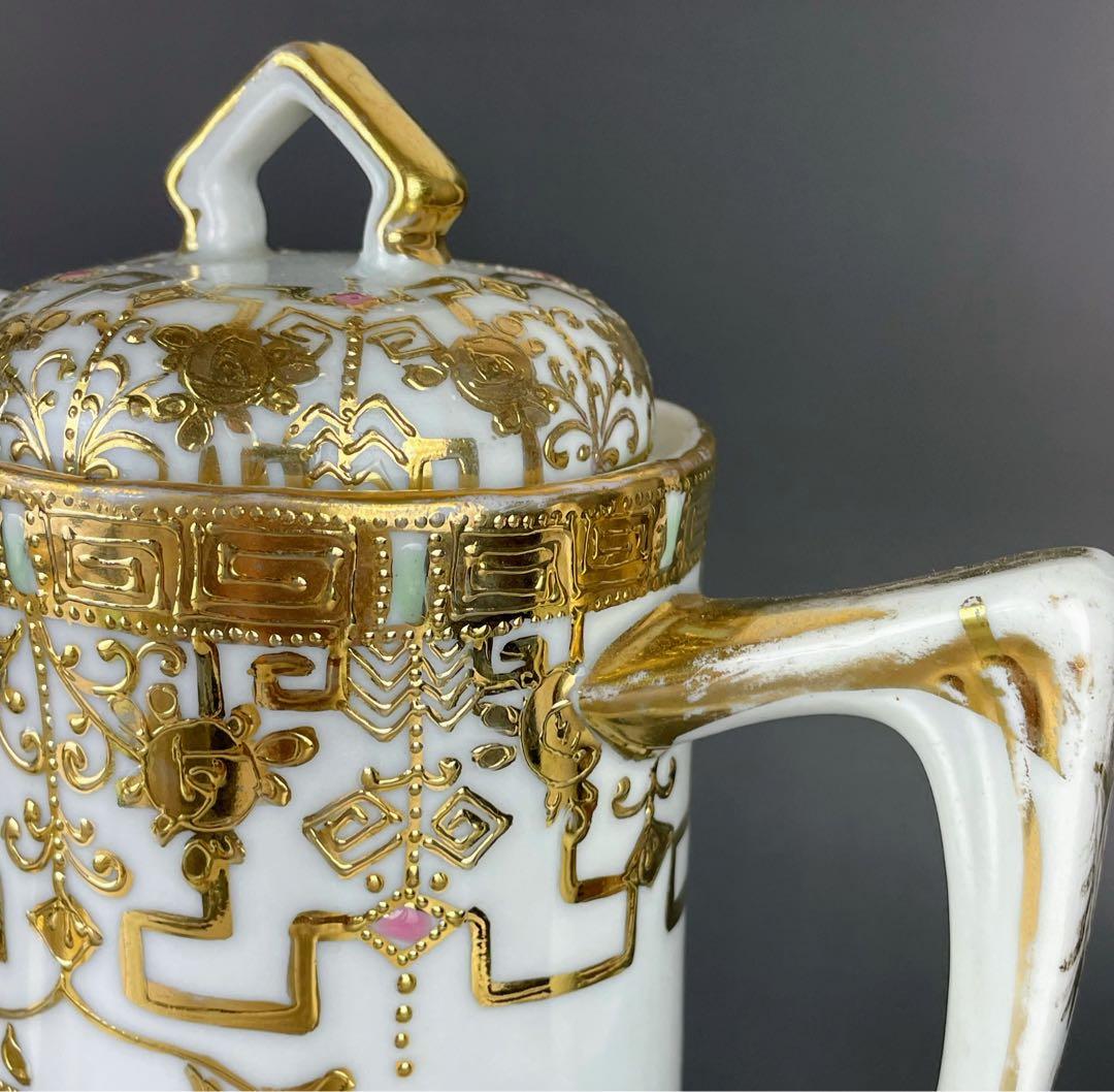 オールドニッポン アールヌーボー様式 金盛り チョコレートポット ゴールド