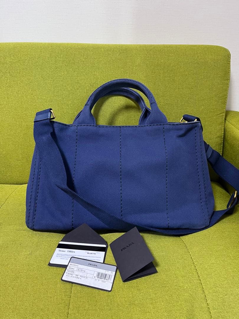 超美品　2wayプラダ　カナパ　ネイビー　Mサイズ