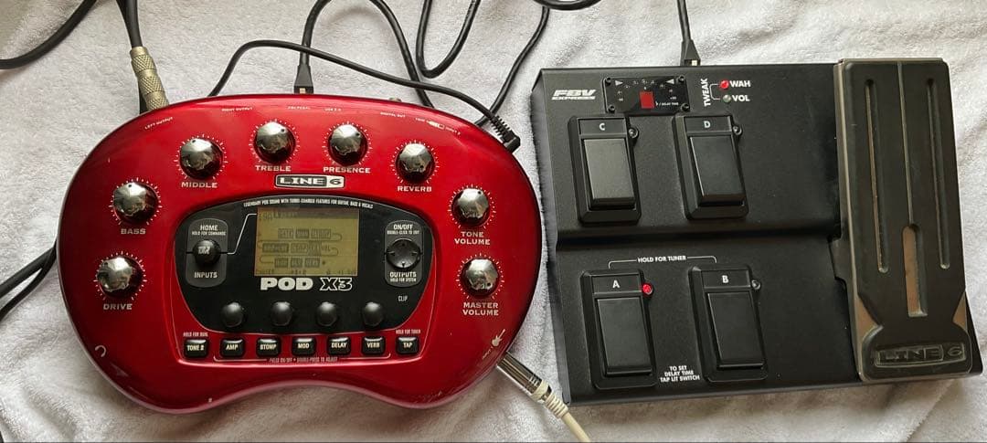 LINE 6 POD X3 レッド & FBV ペダル　音出し確認 LINE 6 POD X3 レッド & FBV ペダル 音出し確認