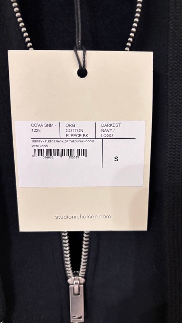 STUDIO NICHOLSON／ダークネイビー ジップアップパーカー Sサイズ