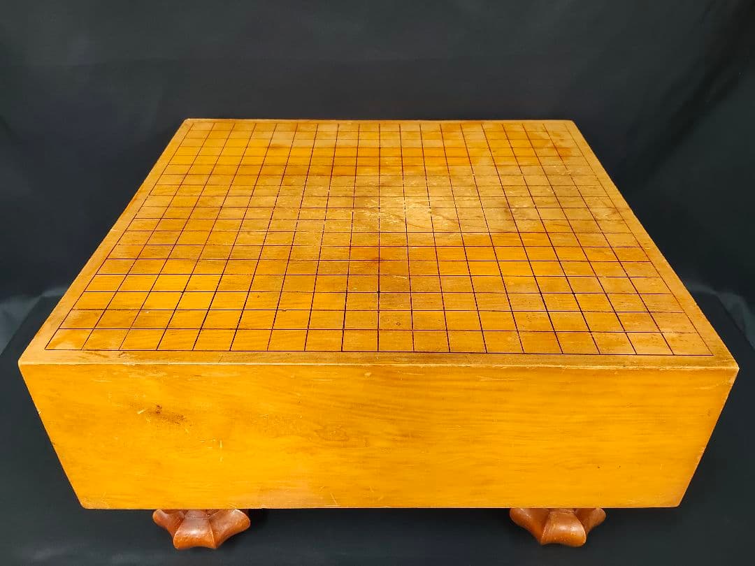 足付碁盤 5寸（厚さ14.5cm）木製 クチナシ型足 へそ有り