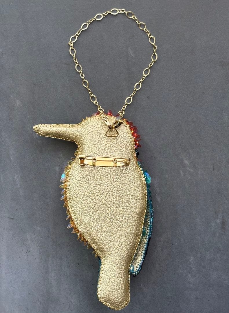 ミヤコショウビン】ビーズ刺繍ブローチバッグチャーム