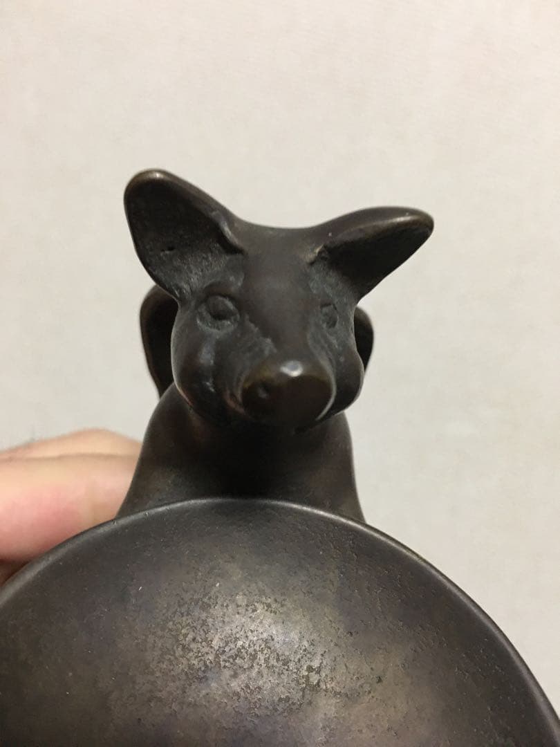 真鍮製？金属製天使のこぶたアクセサリー台 エンジェルピッグ小物入れ