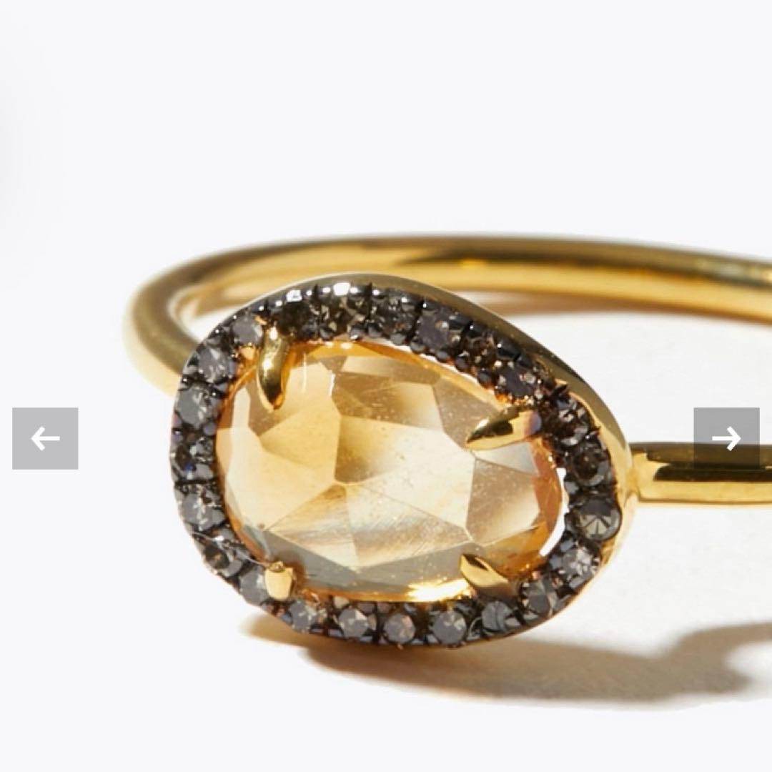 美品ARTIDA OUD ミディアム シトリン パヴェダイヤモンドリング 13号