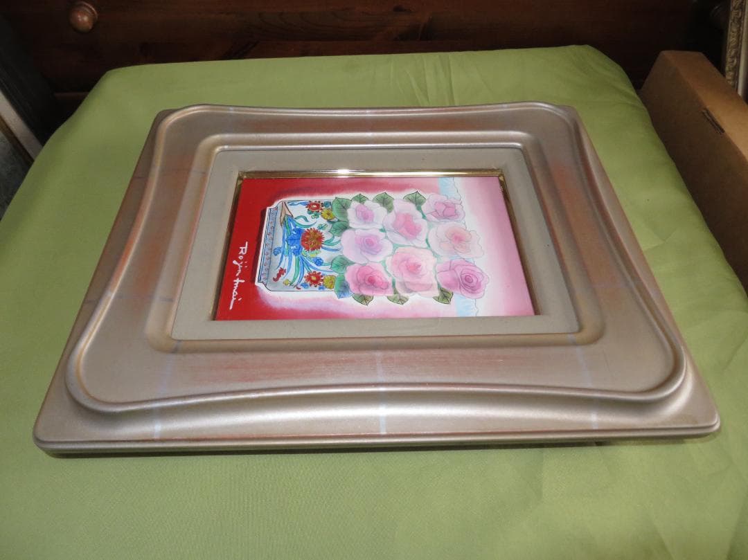 ◆今井ロヂン　「薔薇」　油彩　SM号　二科会審査員　古径額　師：レオナール藤田◆