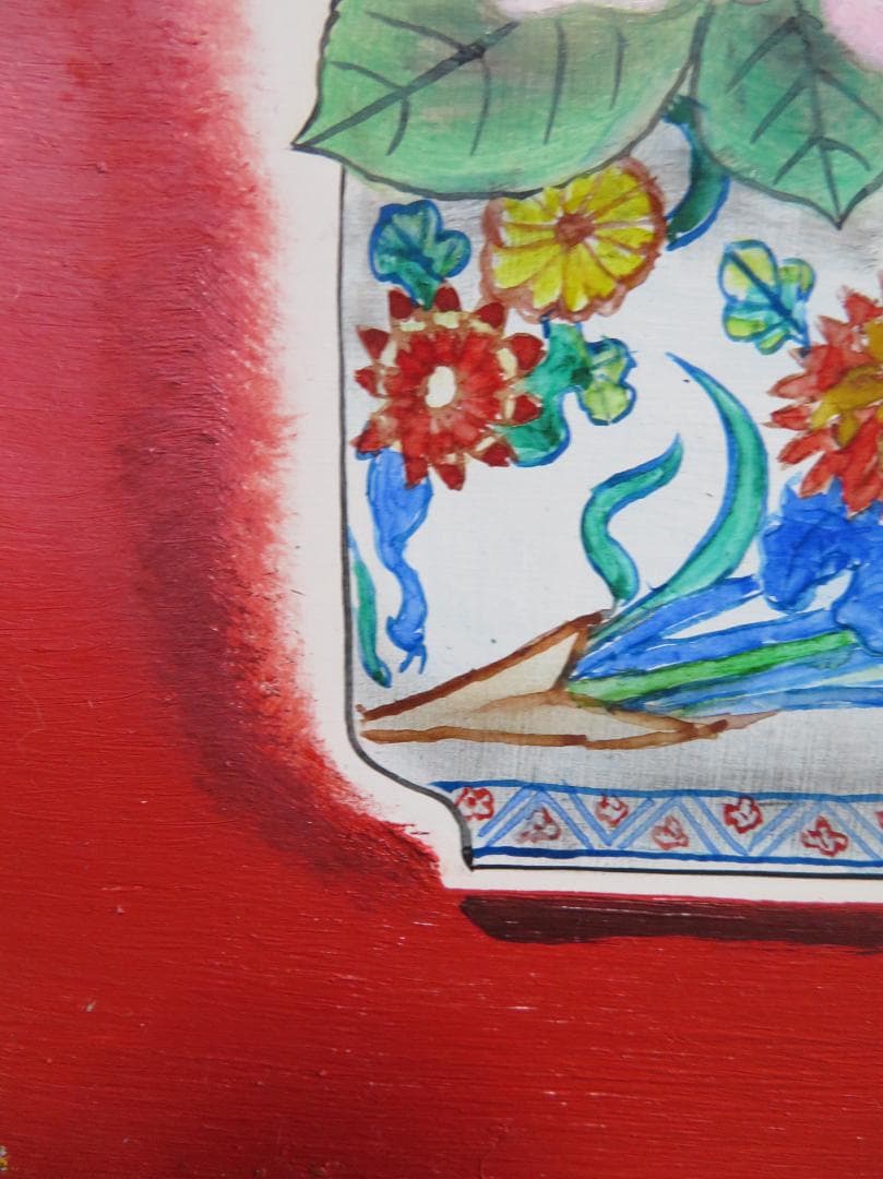 ◆今井ロヂン　「薔薇」　油彩　SM号　二科会審査員　古径額　師：レオナール藤田◆