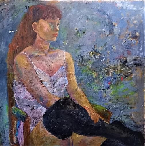 作者不詳　氏原？　「女性像」　技巧的に実力がある油彩画　　F２０号