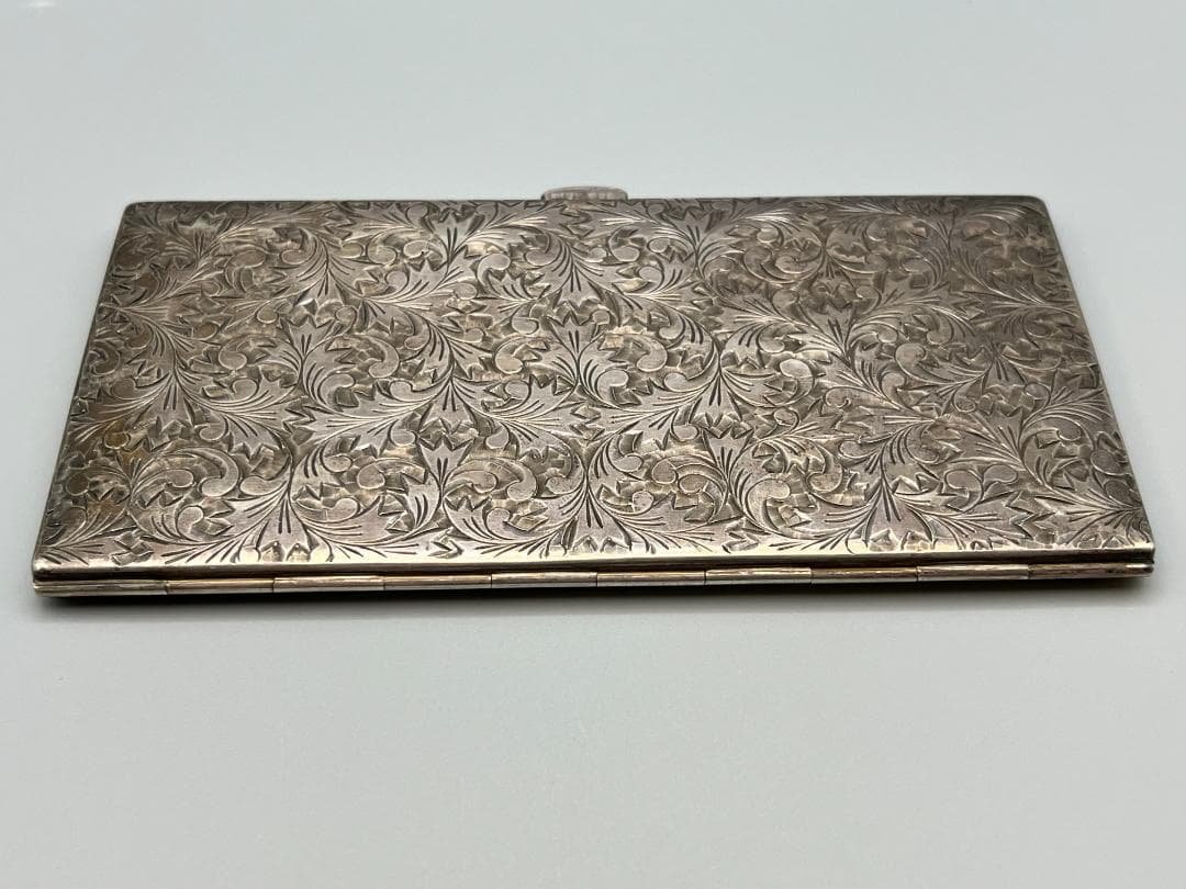 SILVER　刻印　草文　両面手彫　シガレットケース　煙草入れ　銀製品　162g