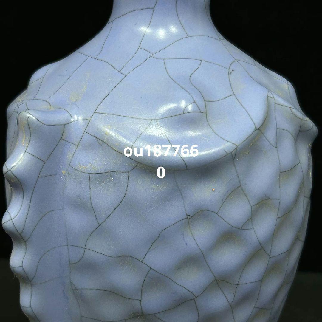 汝窯藍釉魚花瓶 景徳鎮 陶磁器 装飾品 現代工芸品 美術品 置物 汝窯藍