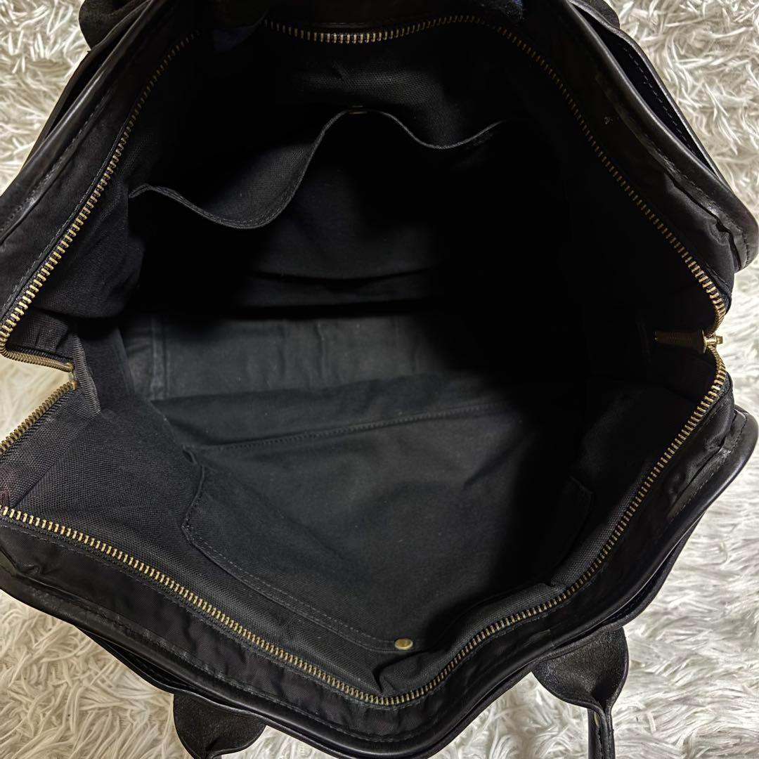 ✨美品✨フェリージ ビジネスバッグ レザー×ナイロン ロゴ 型押し 黒 1845