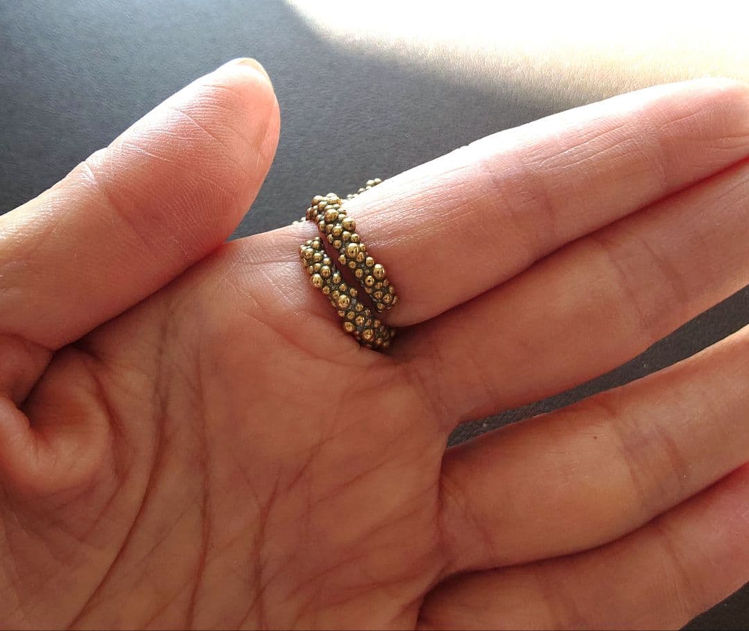 天然石ゴールドトーンリング10号