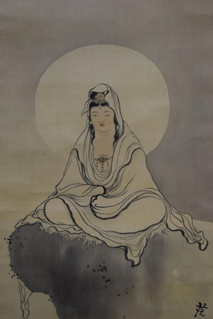 模写/寺崎広業/寺崎廣業/観音図/布袋屋掛軸HE-751