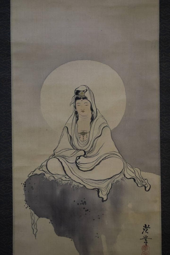 模写/寺崎広業/寺崎廣業/観音図/布袋屋掛軸HE-751